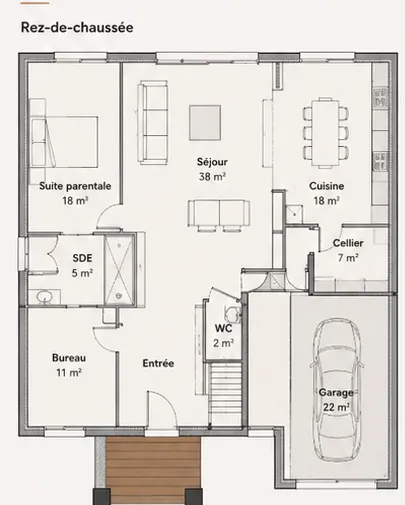 Plan Rez-de-chaussée — Héritage 160