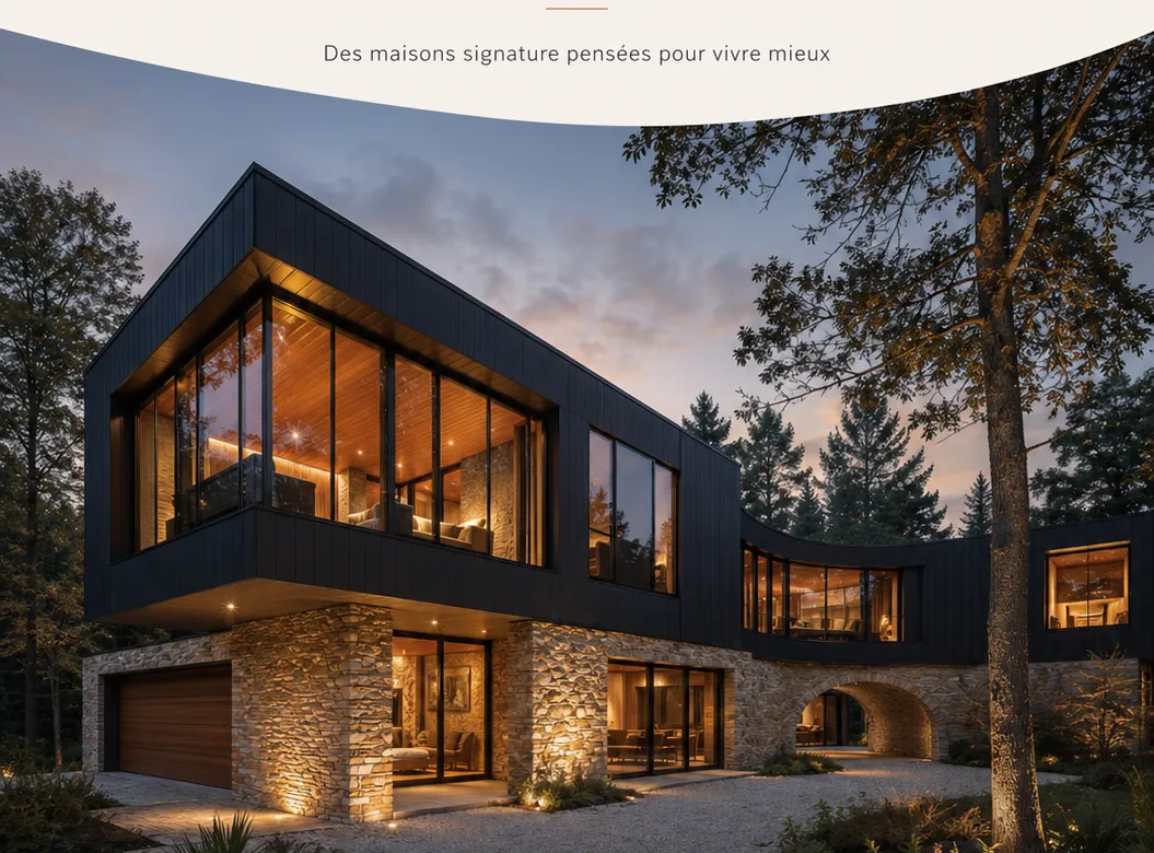Maison contemporaine signature au crépuscule